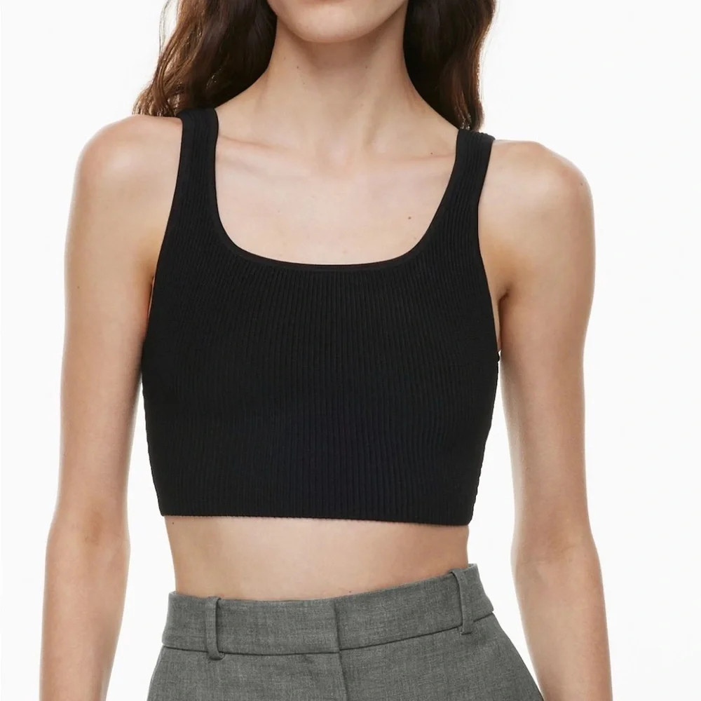 Babaton Black Ribbed Crop Tank - Picture 1 of 5